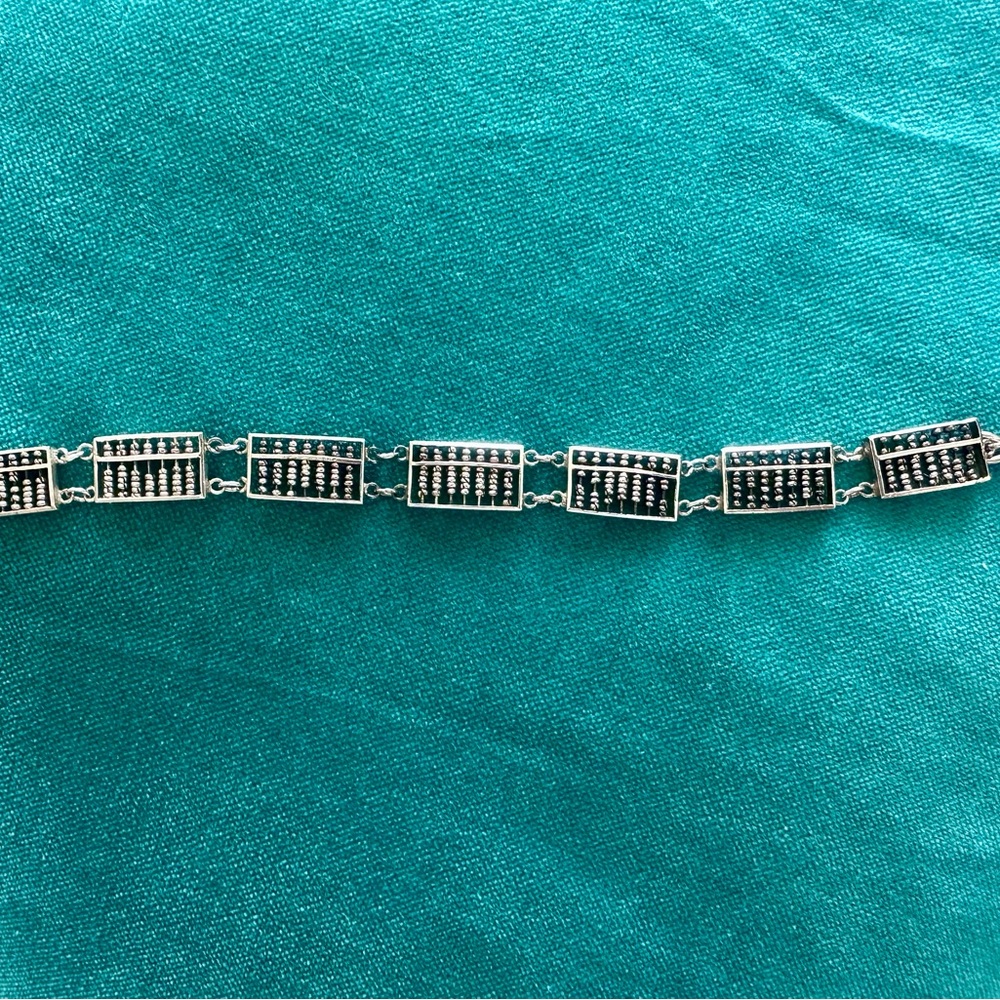 Rare Vintage Sterling Silver Abacus Bracelet – Handcrafted Functional Art, 6.5”